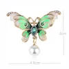 Pearl Rhinestone Butterfly Broszka Dla Kobiet Elegancka Crystal Insect Jewelry Pins Party Wedding Gifts