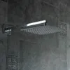 Stainless Steel Shower Head With Arm Wall Mounted Ultra thin Rain Shower Heads With 35cm Shower Arm 201105