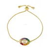 سوار العيون الكريستالي 18K سلسلة ذهبية سحب أساور الأحجار الكريمة القابلة للتعديل أساور الماس امرأة الأزياء هدية المجوهرات