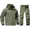 Utomhus Tactical Military Jacket Men Tad SoftShell Fleece Camouflage Waterproof Jacket + Pants Camping Vandring Hunting Sport Suit 201201