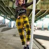 Plaid Hosen Frauen Streetwear Cool Girl Hohe Taille Hosen Harem Jogginghose Jogger Frauen Cargo Schweiß Hosen Koreanische Pantalon 201119