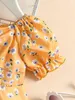 Baby Ditsy Floral Ruched Bow Front Puff Sleeve Dress SHE
