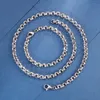 Cool 9mm 20inch + 8.26 inch Stainless Steel Fashion shiny Personality Square Pearl Rolo Chain Necklace + Bracelet Mens Jewelry set