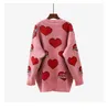 H.SA Donna Maglione oversize e pullover Oneck Sweet Heart Lettere Stampate Pull Maglioni Manica lunga Rosa Streetwear Maglia Top T200101