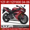 Kit de carénage pour Yamaha YZF-R1 YZF R 1 1000 CC YZF1000 Rouge foncé YZFR1 04 05 06 Carrosserie 89No.62 YZF R1 1000CC 2004 2005 2006 YZF-1000 2004-2006 Corps de moto OEM