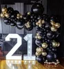 110pcs Balloon Arch Garland Kit Chrome Or Latex Ballons Noirs De Mariage Fête Hawaïenne Anniversaire Ballons Globos Décoration T200526