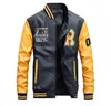 Mens Baseball Faux Leather Jacket Bomber College Jackets Youth Varsity Letterman coat