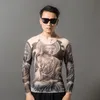 2023Fashion Men's Fake Tattoo T-shirts Long Sleeve Elastic Modal Thin All Over Print O-Neck Tattoo Shirts Halloween Clothing1