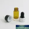100 X Mini 3ML Flaconi contagocce in vetro trasparente da viaggio ambrato con tappo in alluminio oro nero Olio essenziale e bottiglia campione liquido