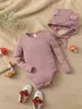 Body en tricot côtelé uni pour bébé avec chapeau SHE