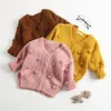 Mantel Wollmädchenpullover für Mädchen 3D-Pom-Dekor Strickjacke für ein Mädchen Herbst Winter Baby Mädchen Pullover Mantel