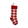 Santa Claus Gift Plaid Stocking Knit Kerstkousen Kerstversiering Plaid Sokken Kinderen Snoep Gift Opbergzakken EERA2145