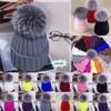 MeiHuiDa 2020 New Women Girls Winter Knitted Beanie Raccoon Fur Pom Bobble Hat Crochet Ski Cap Big Furry Ball Fashion Hat6520228