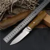 Högkvalitativ överlevnad Straight Kniv 14c28n Satin Drop Point Blade Maple Handtag Fasta blad Jaktknivar med lädermantel