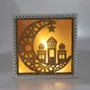 Lampada fai-da-te in legno con motivo a luna vuota per Ramadan EID Mubarak Islam Musulmano Artigianato Decorazioni per la casa Festival Forniture per feste