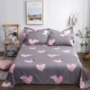 Bonenjoy 1 pc 100Cotton Bed Sheet Single Size Kids Bed Linen Pure Cotton Gray Heart Printed Double Top Sheet Stars King Sheets C11850896
