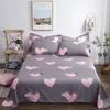 BONENJOY 1 PC 100COTTON LADE Single maat Kinderen bed Linnen Pure katoen Grijs Hart Gedrukt Dubbele Top Sheet Stars King Sheets C11492697