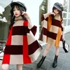 Wintermeisjes losse truien kinderen breien bat bat-wing-mouwen trui turtleneck mode Koreaanse stijl mantel plaid jas lj201128