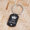 Stainless Steel Her King His Queen Necklace/Key Chain Dog Tag Crown Couple Necklace/Keyring Pendants Chains Lovers Jewelry Gift
