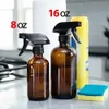 4 Pack 250ml Empty Amber Glass Spray Bottle with Trigger Sprayer Chalkboard Label Storage Cap for Essential Oil Homemade Cleaner 201012