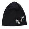 gzhilovingl 2020 New Spring女性バグアップリケスラッチビーニー帽子薄い柔らかい綿の頭蓋骨帽子とキャップレディースウィンターハット12595