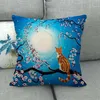 Lovely Cat Pattern Cushions Cases Home Decoration Flax Fashion Cherry Blossoms Printing Pillow Case New Pattern High Quality 4 2jw J2