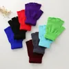 Unisex gestrickte elastische Sport-Halbfingerhandschuhe, solide, thermisch, dehnbar, Winter, fingerlos, warm, für Männer und Frauen1