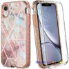 For iPhone 12 11 Pro Max Case Luxury Marble 3in1 Heavy Duty Shockproof Protection Full Cover For iPhone 12 mini XR Xs 7 8 Plus Note 20 S20