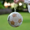 Kvinna Luxury Football Purse Shoulder Bag Crystal Round Ball Evening Chain Sling Handv￤skor Kvinnakopplingar och kv￤llsp￥sar315k