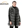 Qiuchen 2020 Yeni Varış Gerçek Fox Kürk Kadın Kış Yelek Moda Yelek Ücretsiz Kargo Sıcak Satış Kalın Kürkler LJ201201