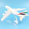 FREE SHIPPING Air Emirates Airlines Airplane Model Airbus 380 Airways Alloy Metal Plane Model w Stand Aircraft -039 LJ200928