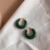 Hoop & Huggie SRCOI Vintage Irregular C Shape Circle Dripping Oil Metal Geometric Earrings White Green Color Enamel For Women1