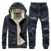 Kaschmir Anzug Winter Männer Trainingsanzug Fleece Warme Hoodie Hosen Kleidung Winter Casual Männer Set Plus Größe Samt 2 Stück Set 201201
