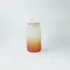 Kolorowe Sublimacja 16oz matowych szklanych kubków piwa gradientowy kolor z pokrywką bambusową i wielokrotnego użytku słomy przenośna soda puszka do kawy milka juice 2.21