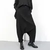 LANMREM Nouveau bouton de mode décoration pantalon croisé noir pour femmes automne décontracté taille élastique pantalon noir femme YG25001 201031