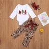 Giyim Setleri Güzel Bebek Erkek Kız Pamuk Giysi Mektup Ağacı Baskılı Tulum Ekose Pantolon Xmas Doğan Noel Kıyafetleri