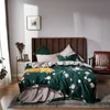 Chinoiserie style Birds Leaves printed Egyptian cotton Soft Duvet Cover Bed sheet Fitted sheet set King Queen Size Bedding Set 201120