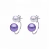 Wholesale 925 Sterling Silver Jewellery Findings Earstud Front and Back Two Way Pearl Earring Settings 10 Pairs