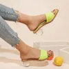 Terlik 35-43 Boyutu Temizle Kristal Yuvarlak Top Topuklu Kadın Yaz Plaj Peep Toe Slaytlar Ayakkabı Kadın Flip Flop Sandalet1