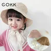 COKK GIRLS SHREAN HATS SUMMER SUN HATS FOR GERL CHIRD CHIDRE BABY BEACH HATS LONG LACE RIBBON KIDS日焼け止めサンハットキャップトラベルY200714