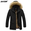 Aksr мужская зимняя куртка пальто толстый флис теплый зимнее пальто мужчины меховой воротник с капюшоном большой размер Parka Windbreaker Casaco Masculino 201119