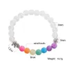 Homens Mulheres Elefante Charms 7 Chakra Pulseira Energy Yoga Buddha Bead Bracelet Colorido Branco Fosco Fosco Contas Pulseira Jóias 8mm