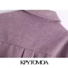 Kpytomoa Women Fashion with Belt Wool Giacca sciolta cappotto vintage a maniche lunghe tasche late