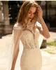 2021 Lindos vestidos de noiva sereia com filme Lace Appliqued Querida praia deslumbrante vestido de noiva Trem da varredura elegante Robe De Mariée