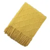 Tassel Blanket American Solid Color Knitting Tourist el Sofa Blanket Soft Nap Air Conditioning Blanket Household Bedding 201111