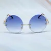 10% korting op luxe ontwerper Nieuwe heren- en dames zonnebril 20% korting op randloze vrouwen Fashion Vintage Glasses draad rapper Stijlvolle heren Eyewear Classic Shades