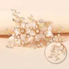 Vintage HairClip Flower Shape Handmade Gold Color Hair Comb Bride Rhinestones Women Hairpins Headpeice Wedding Hair Accessory