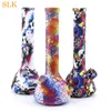 wholesale 8.6'' mini beaker water pipes hookah straight bong non fading colorful pattern silicone bongs dabs rig water bubbler smoking pipe 420