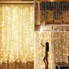 Christmas Window Curtain String Light 3*3m LED Fairy Lights Outdoor Music Control USB Power Garland Lamp Party Garden