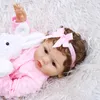 47CM Original NPK full body solicone bebe doll reborn todderl girl curly hand rooted hair high quality doll bath toy gift LJ201031